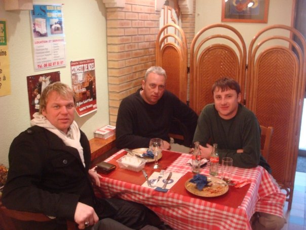 Andrew Drury, Justin Ames and Nigel Green relaxing in a pub