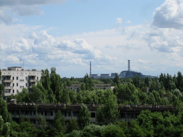 view of chernobyl from pripyat