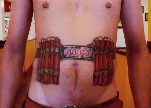 A suicide tattoo?  Suicide vest anyway...