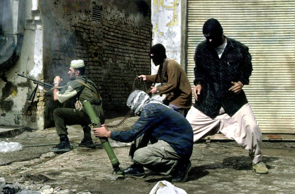 Iraqi insurgents in action