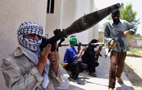 Insurgent with rocket in Iraq