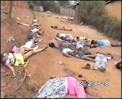 Bodies from the Rwandan genocide of 1994
