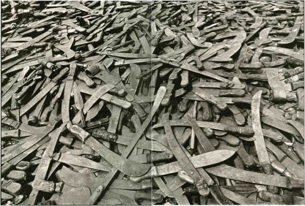 Machetes used in the Rwandan genocide