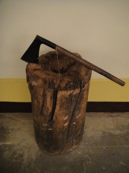 An executioner's block and axe in the Museo Historico Policia