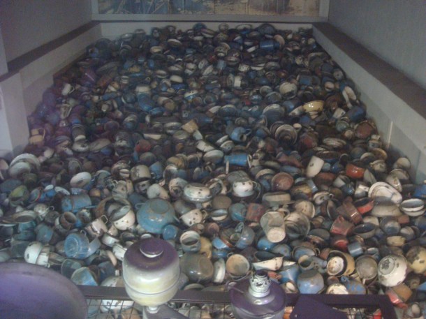 Warehouse of stolen pots and pans from Auschwitz inmates