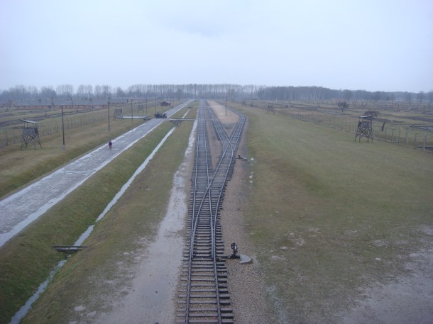 View over Birkenau from the death tower