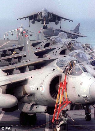 Sea Harriers like those used in the Falkland Islands conflict