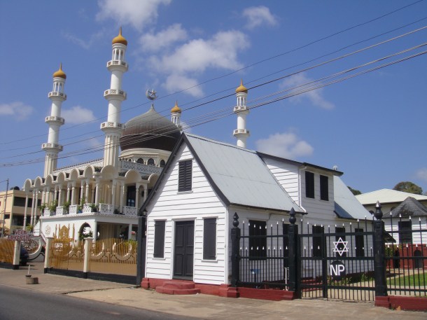 Mosque and Synagogue right next to each other in Paramaribo, Suriname