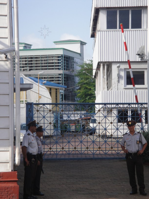 Ministry of Finance guards in Paramaribo, Suriname