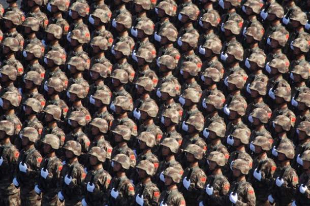 Chinese troops in formation