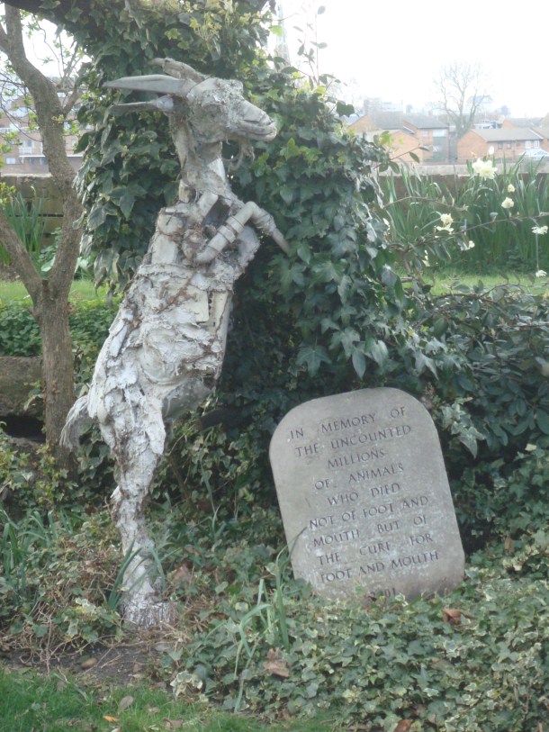 The memorial goat to foot and mouth hysteria in the United Kingdom