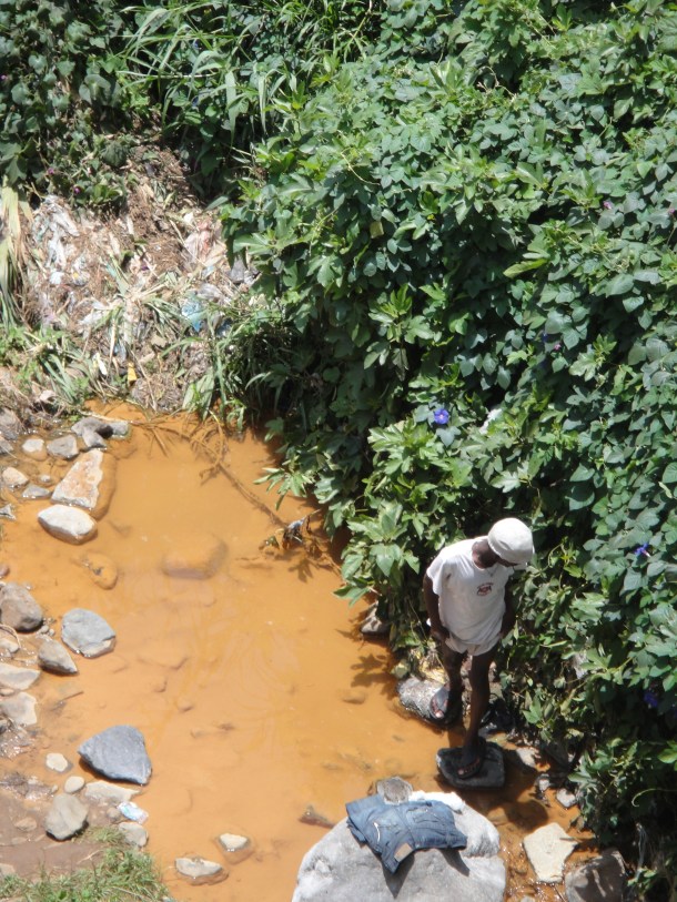 Washing in the river in Addis Ababa