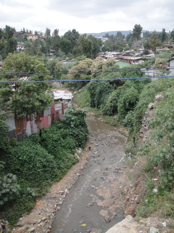 Polluted river in Addis Ababa
