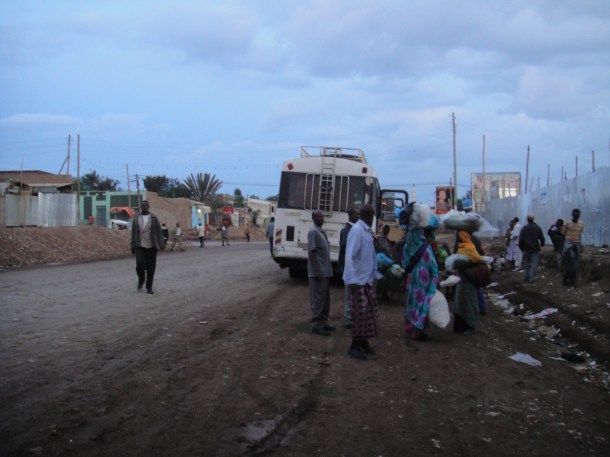 Jijiga street scene with bus in background