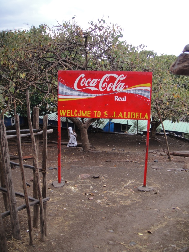 Coca Cola welcome to Lalibela sign