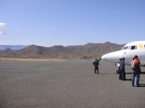Arriving at the airport in Lalibela