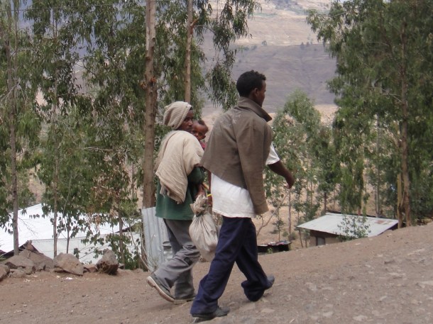 guys walking through Lalibela