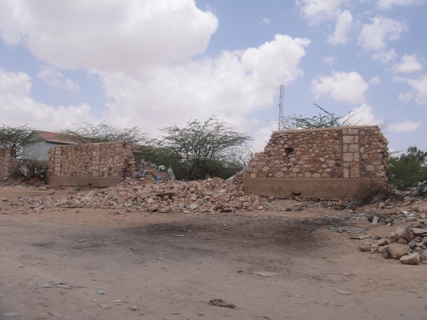 Bombed out buildings in the country of Somalia