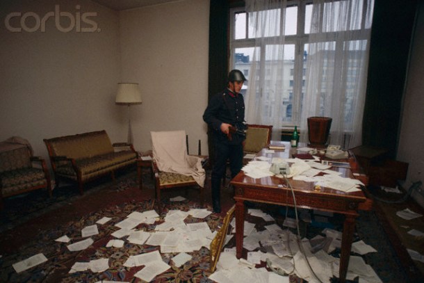 ransacked office bucharest 1989 revolution