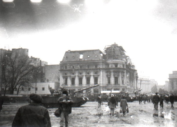 tanks in front of central academic library