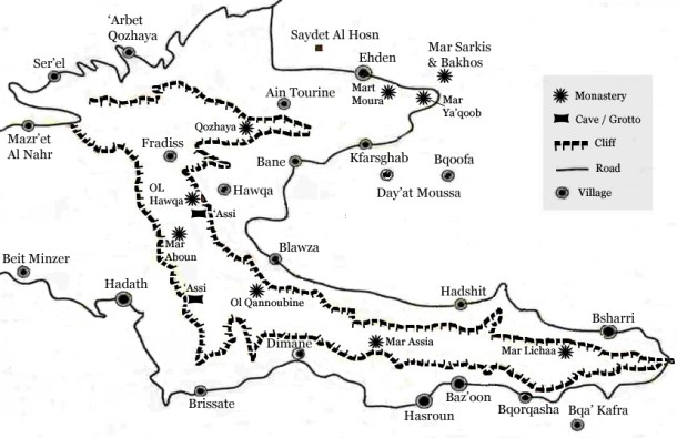 qadisha valley map