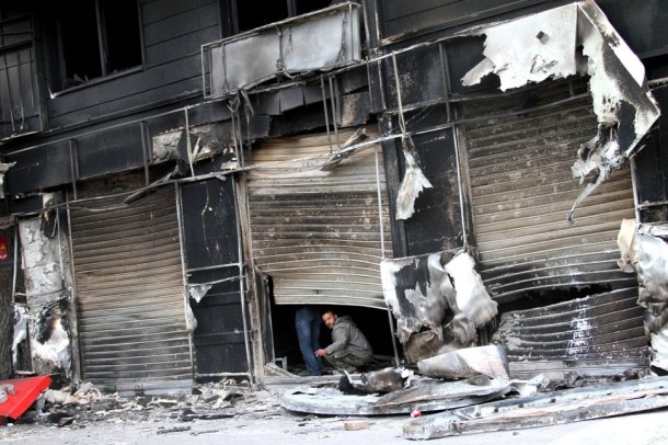 syria riot damage
