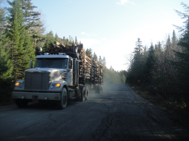 log truck golden road maine