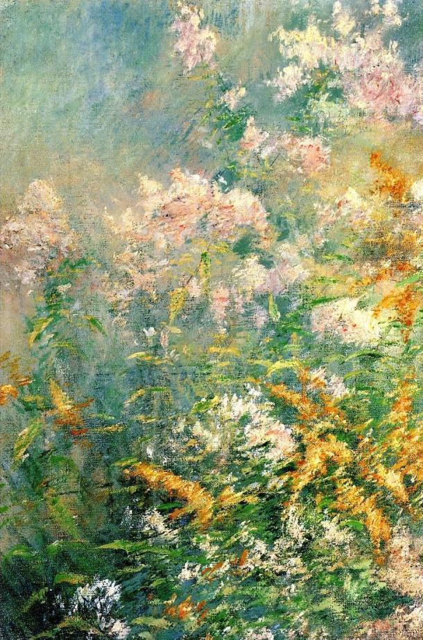 john henry twachtman meadow flowers golden rod and wild aster