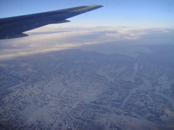 flying over the arctic