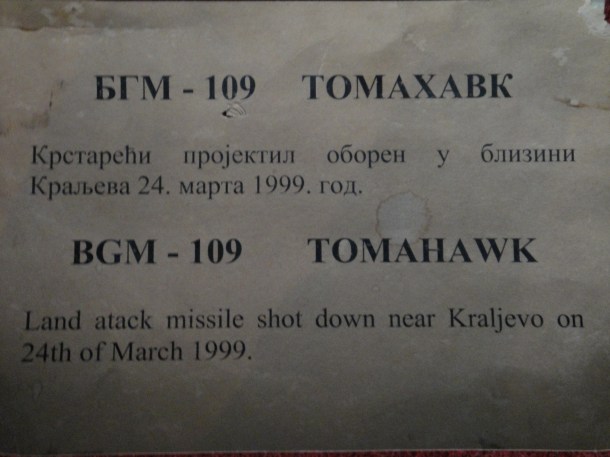 bgm-109 tomahawk land attack missile shot down near kraljevo on 24th of march 1999