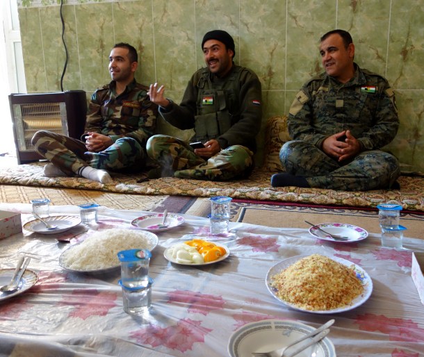 enjoying-kurdish-food-with-the-peshmerga