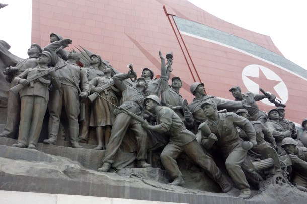 A military-themed statue